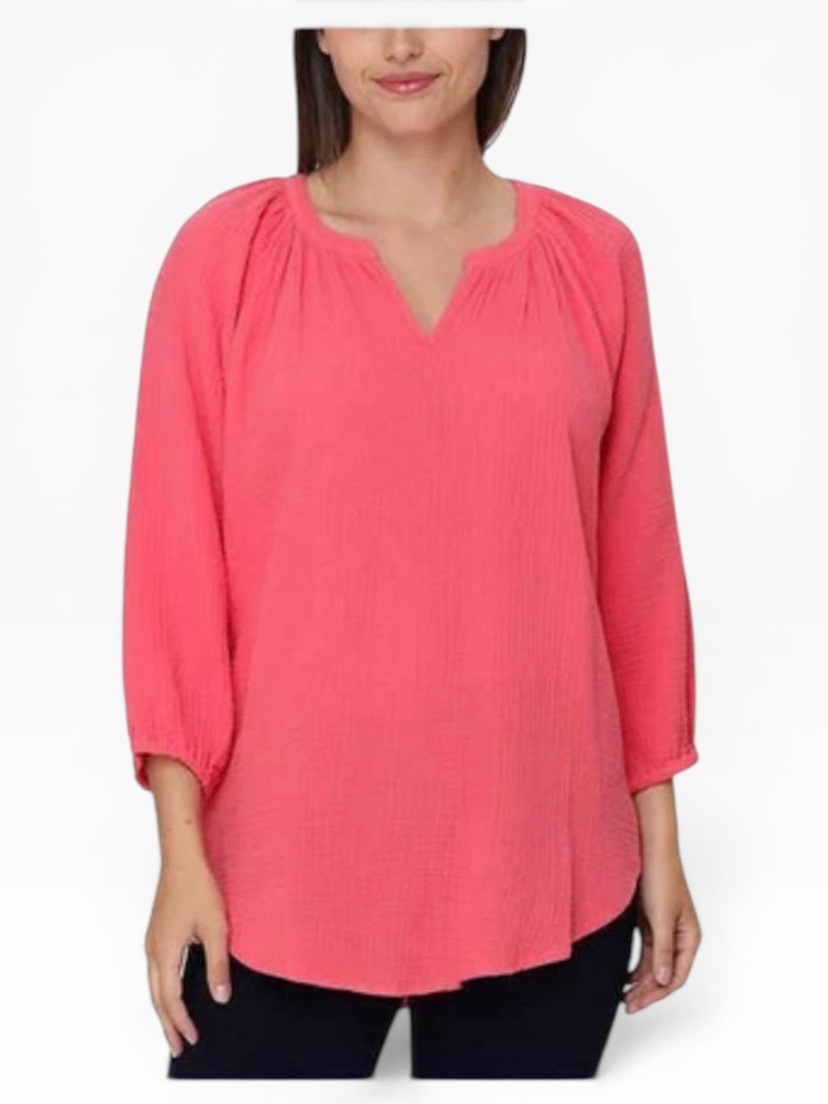 Nicole Miller Gauze Blouse Women’s Large Coral Pink 3/4 Sleeve Nwt